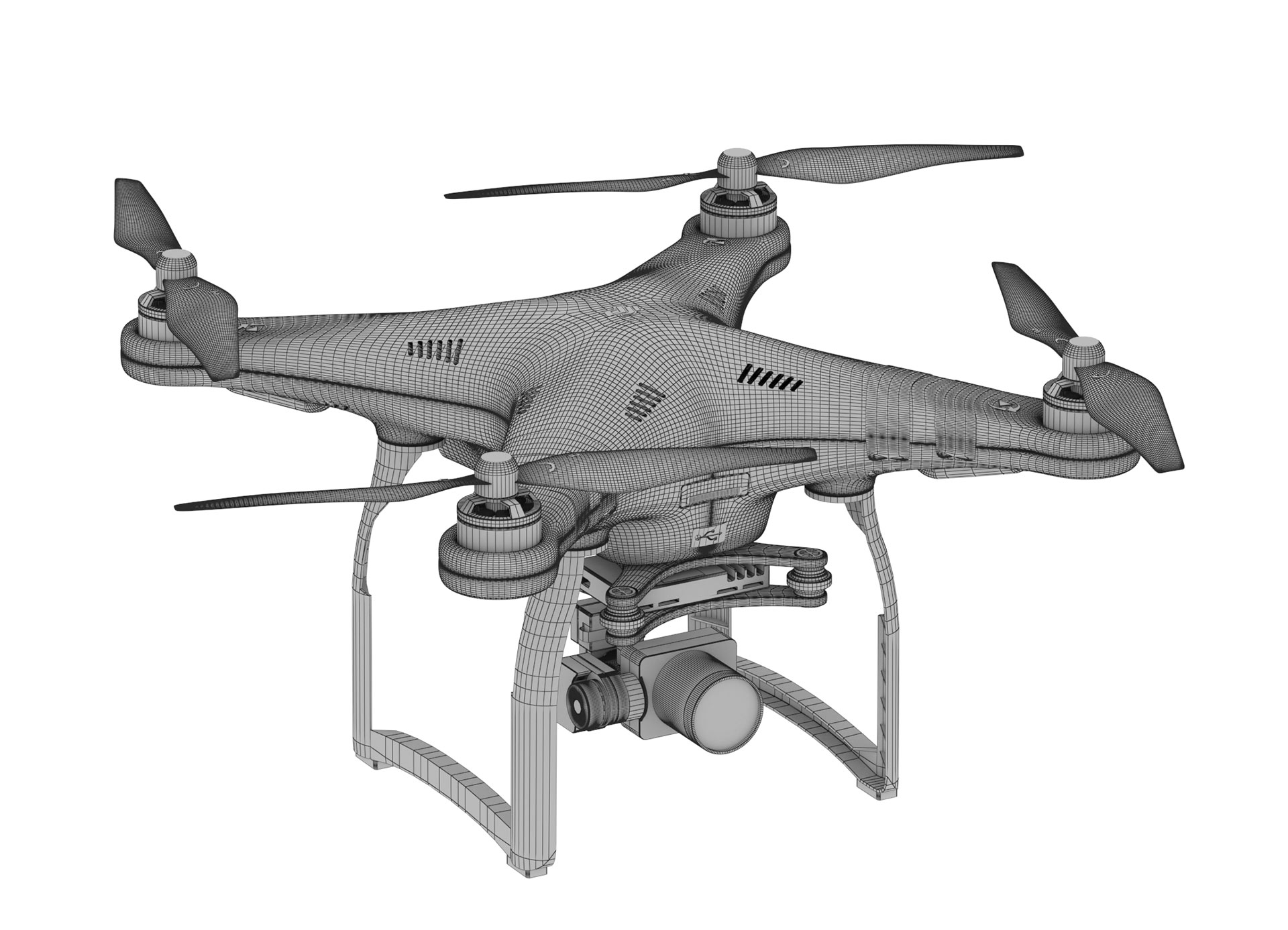 phantom drone 3d model rendering